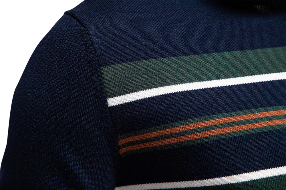 Autumn and Winter Half Zipper Sweater in various colours, including green, dark blue, khaki, and light grey
