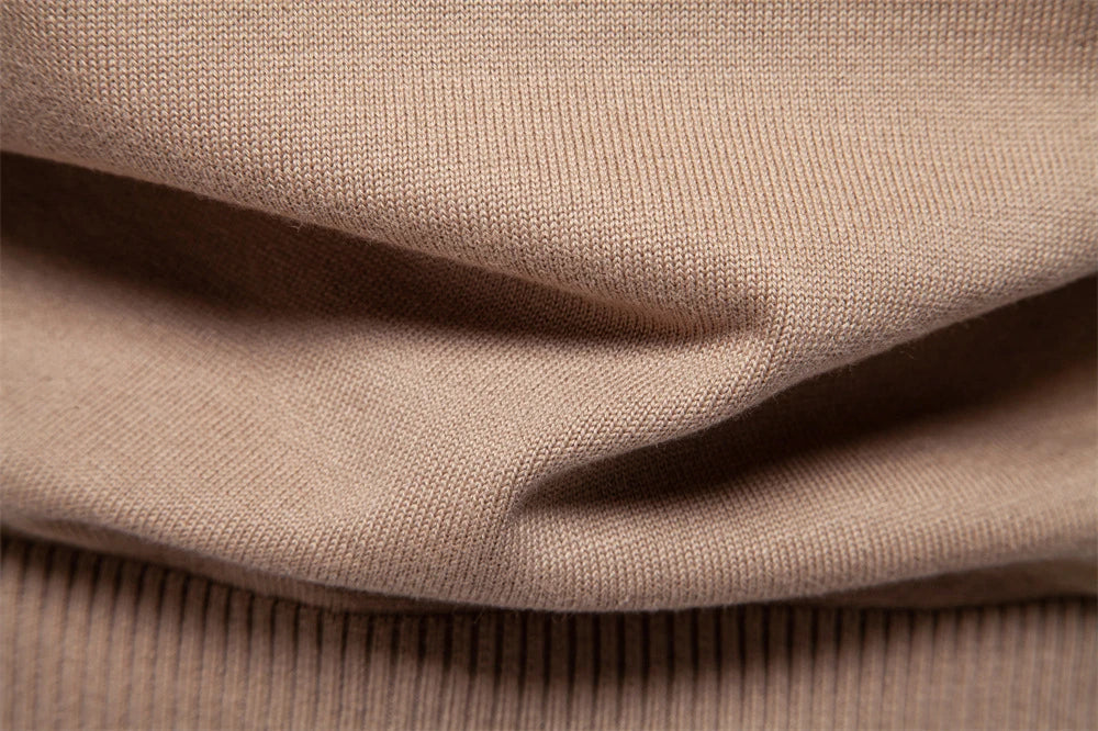 Autumn and Winter Half Zipper Sweater in various colours, including green, dark blue, khaki, and light grey