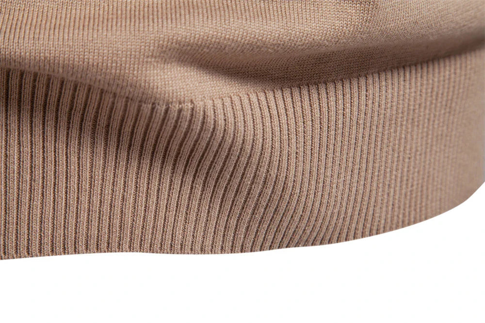 Autumn and Winter Half Zipper Sweater in various colours, including green, dark blue, khaki, and light grey