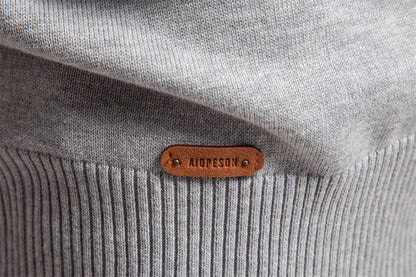 Autumn and Winter Half Zipper Sweater in various colours, including green, dark blue, khaki, and light grey