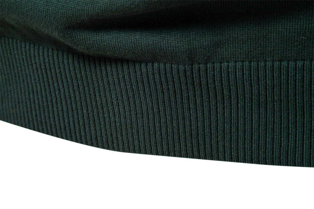 Autumn and Winter Half Zipper Sweater in various colours, including green, dark blue, khaki, and light grey