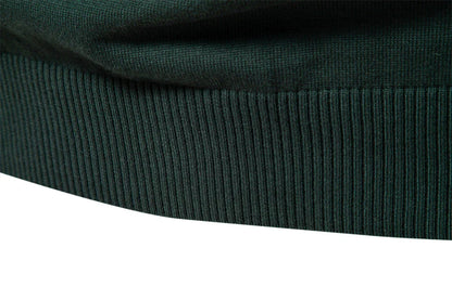 Autumn and Winter Half Zipper Sweater in various colours, including green, dark blue, khaki, and light grey