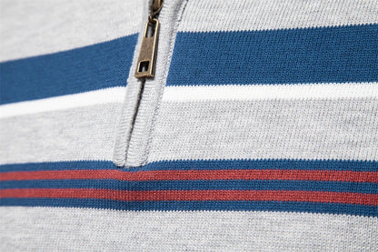 Autumn and Winter Half Zipper Sweater in various colours, including green, dark blue, khaki, and light grey