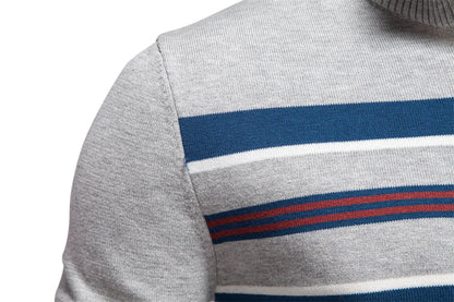 Autumn and Winter Half Zipper Sweater in various colours, including green, dark blue, khaki, and light grey