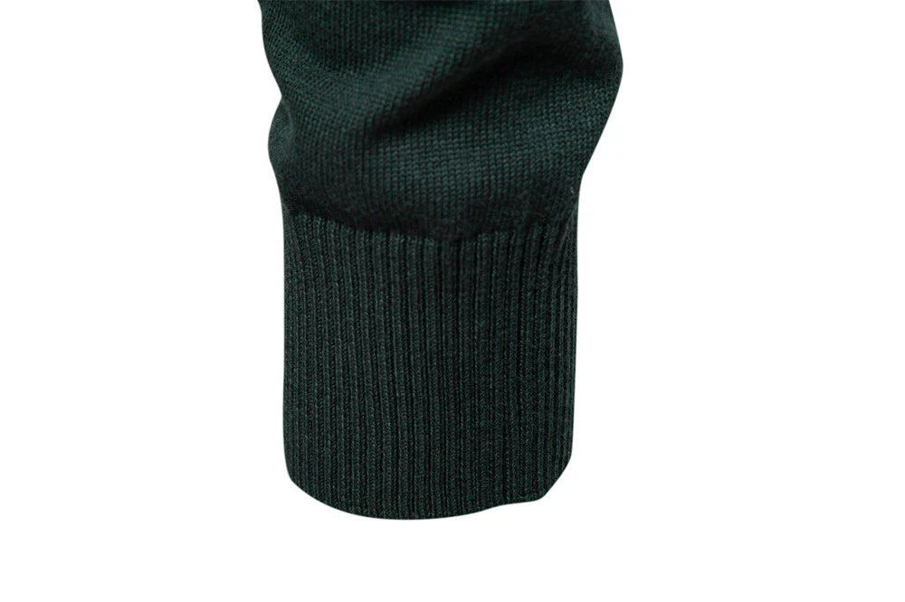 Autumn and Winter Half Zipper Sweater in various colours, including green, dark blue, khaki, and light grey