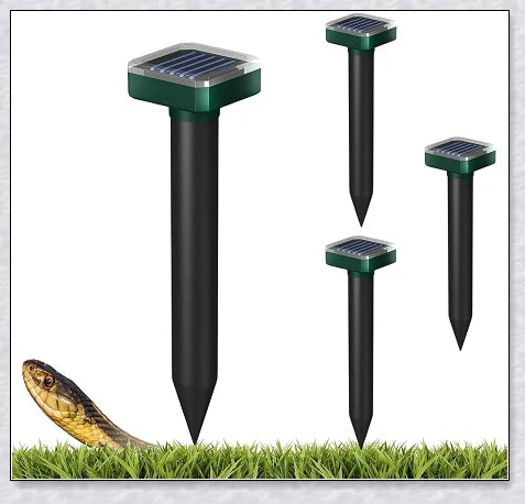 The Advanced Solar Electronic Snake Repeller - A solar-powered device that uses ultrasonic waves to safely repel snakes, moles, and other burrowing pests from your garden