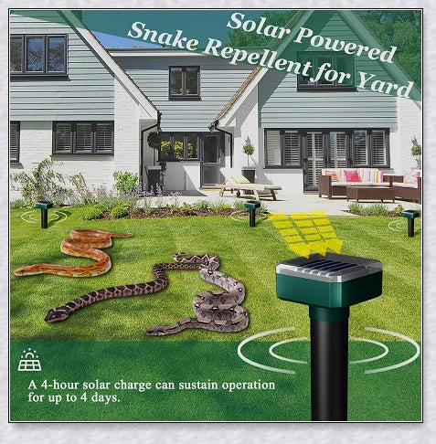 The Advanced Solar Electronic Snake Repeller - A solar-powered device that uses ultrasonic waves to safely repel snakes, moles, and other burrowing pests from your garden