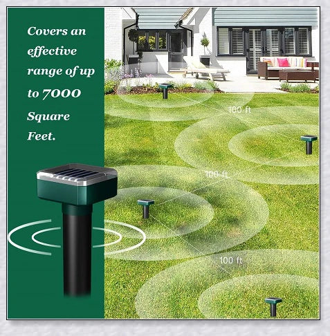 The Advanced Solar Electronic Snake Repeller - A solar-powered device that uses ultrasonic waves to safely repel snakes, moles, and other burrowing pests from your garden