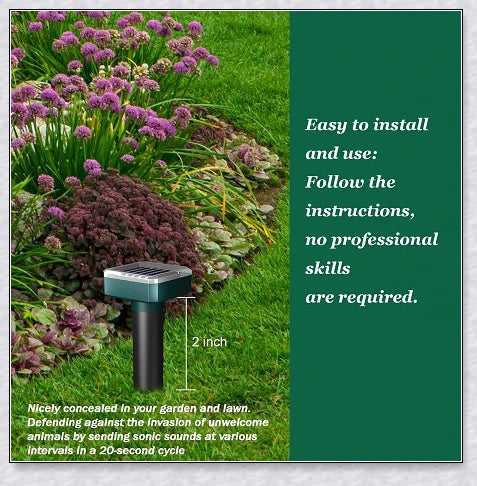 The Advanced Solar Electronic Snake Repeller - A solar-powered device that uses ultrasonic waves to safely repel snakes, moles, and other burrowing pests from your garden