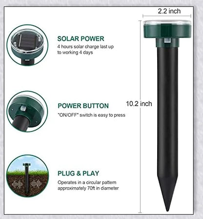 The Advanced Solar Electronic Snake Repeller - A solar-powered device that uses ultrasonic waves to safely repel snakes, moles, and other burrowing pests from your garden
