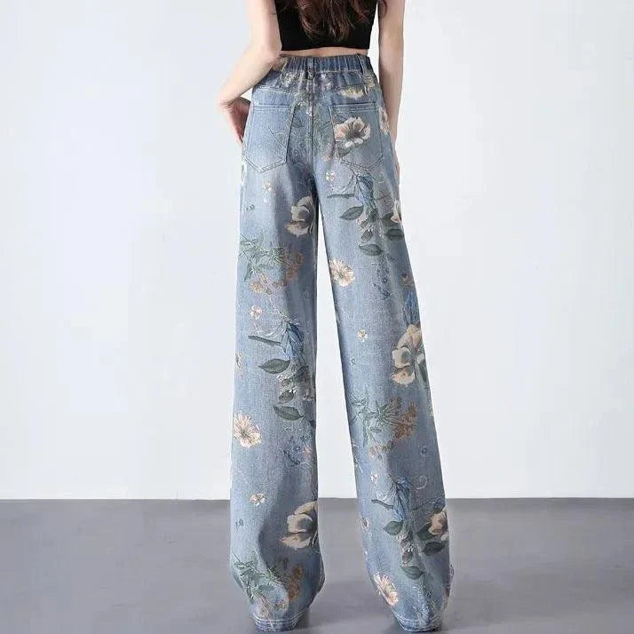 Homeenjoy UK Printed Jeans - Women's High Waist Slimming Trousers