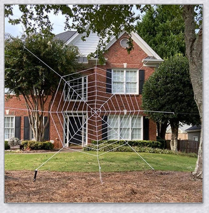 Webby Giant Halloween Spider Web - Massive, stretchy black and white web for creating a spooky, haunting atmosphere