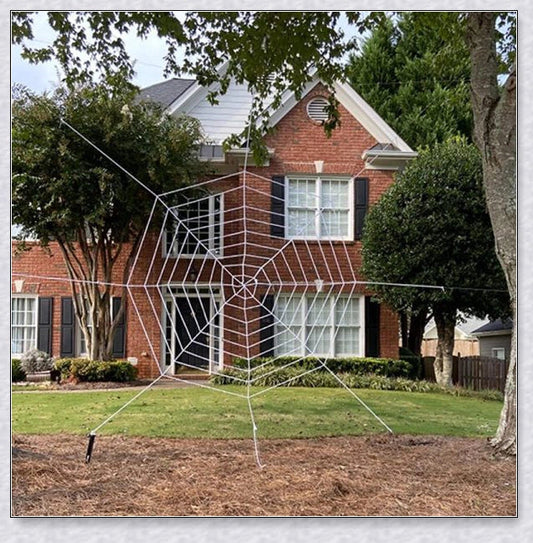 Webby Giant Halloween Spider Web - Massive, stretchy black and white web for creating a spooky, haunting atmosphere