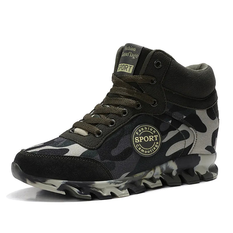 Green women's camouflage pattern canvas slip-on sneaker with a rubber sole.