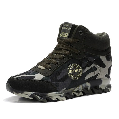 Green women's camouflage pattern canvas slip-on sneaker with a rubber sole.