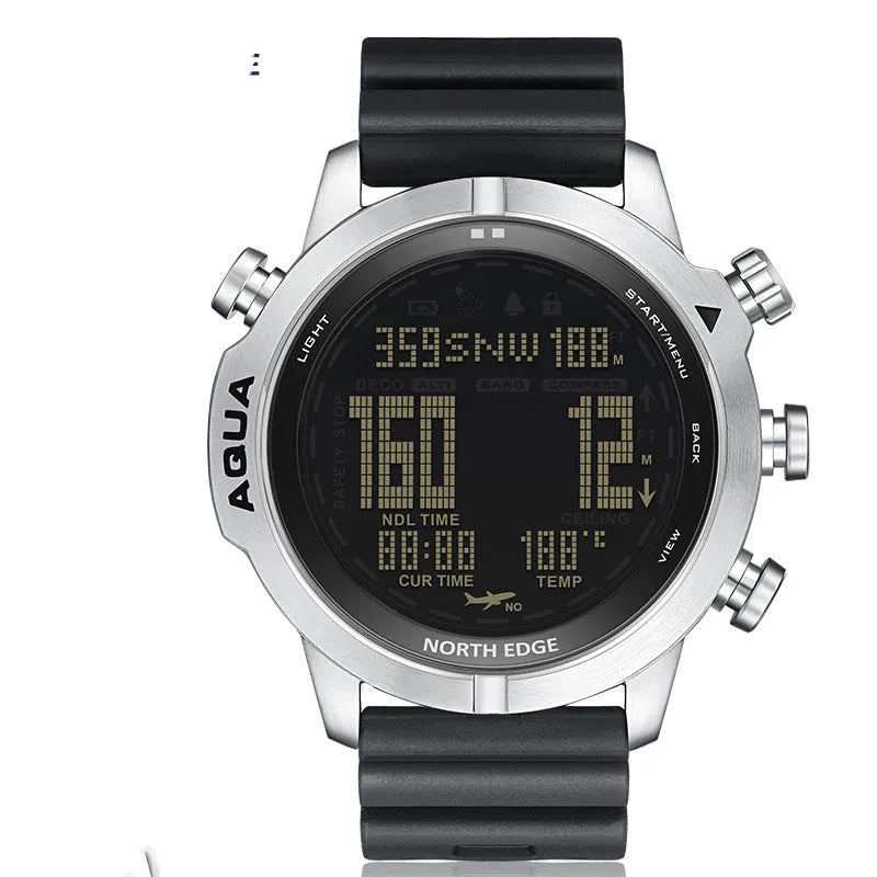 Black and white dial smart watch with 48mm case and M/L strap for outdoor sports altitude monitoring