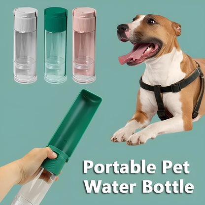 Portable pet water bottle 280ml HIPS with drawer trough, one-click lock, and drawstring, 7.9 x 7.4 x 21.2cm