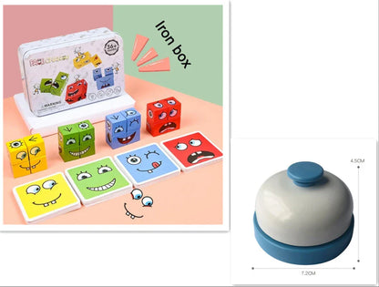 Clever Wooden Emoji Cube Puzzle - Educational Building Blocks for UK Children