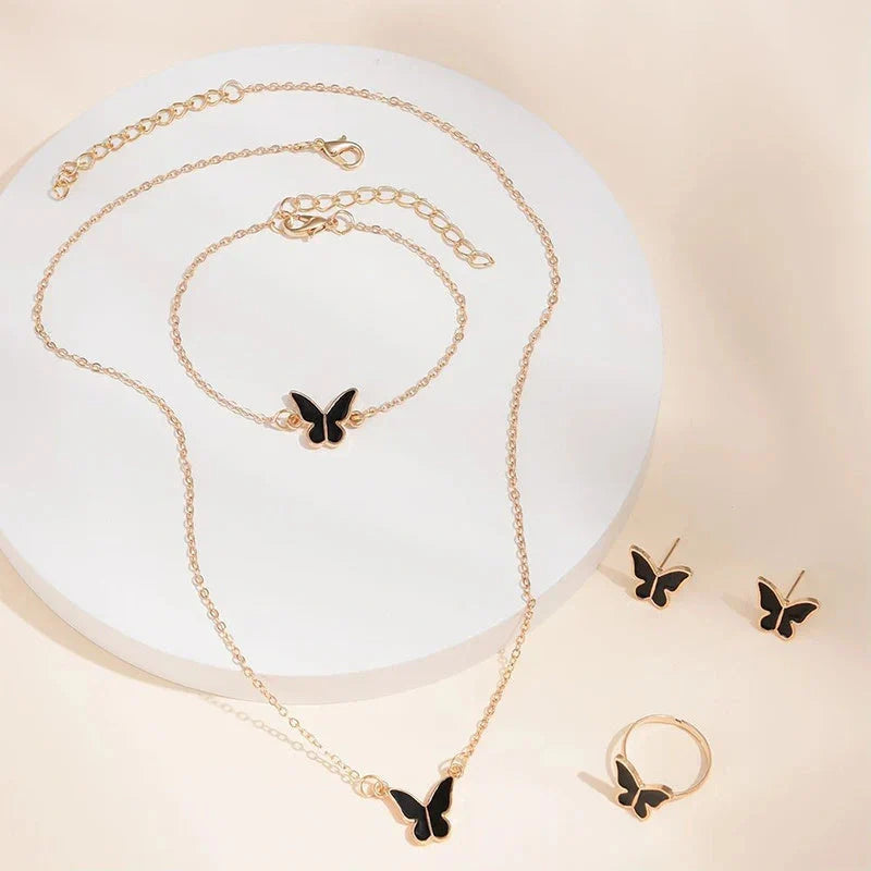 5PCS Fashion Butterfly Pendants Jewelry Set for Women in various colours