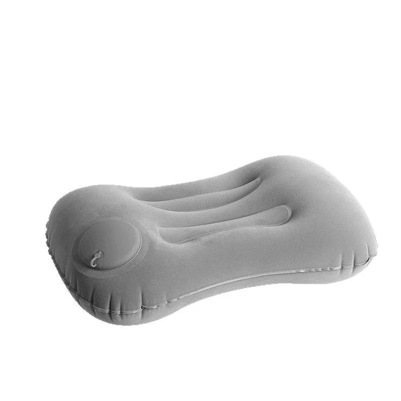 Inflatable travel pillow portable with thickening flocking surface in grey navy blue pink peacock green modern simple style 45x30x13cm size for flights car journeys