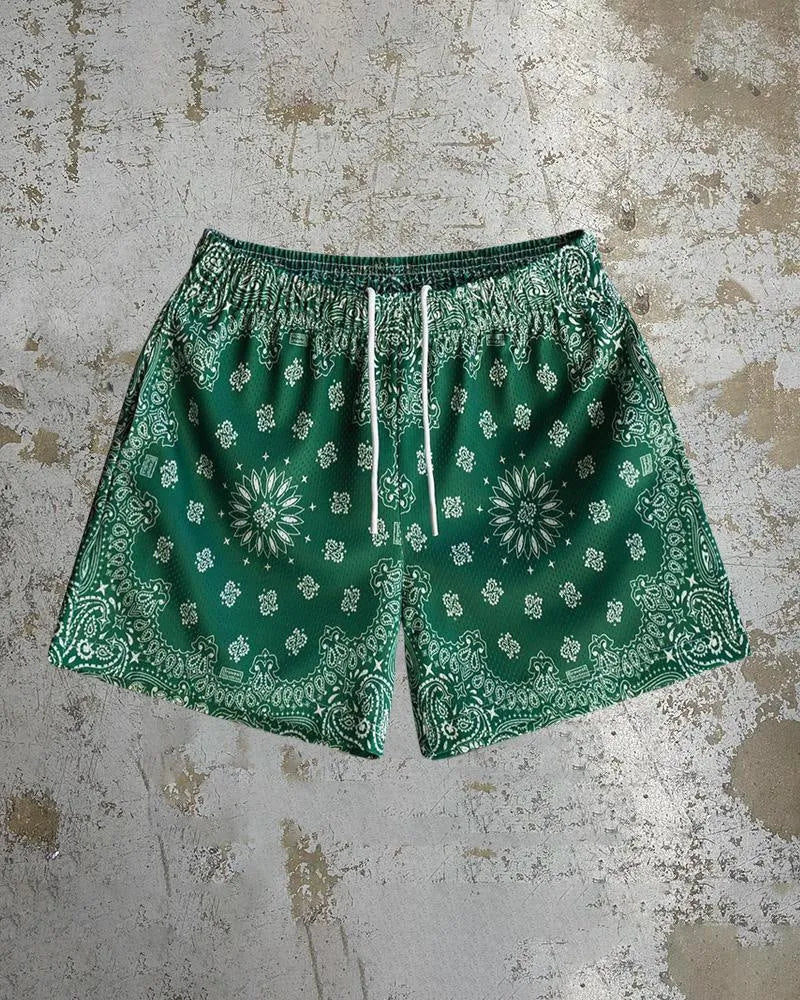 Men's quick-drying beach shorts in milk silk with digital print, loose fit, ten colours, sizes S to 2XL.