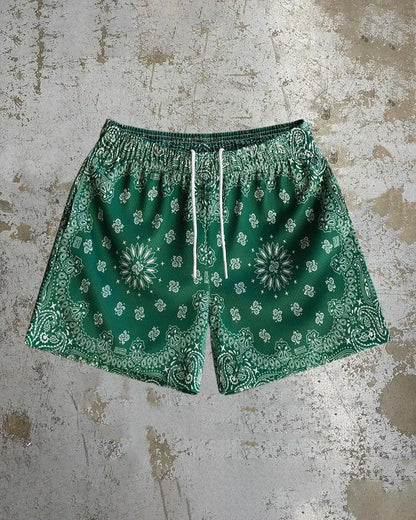 Men's quick-drying beach shorts in milk silk with digital print, loose fit, ten colours, sizes S to 2XL.