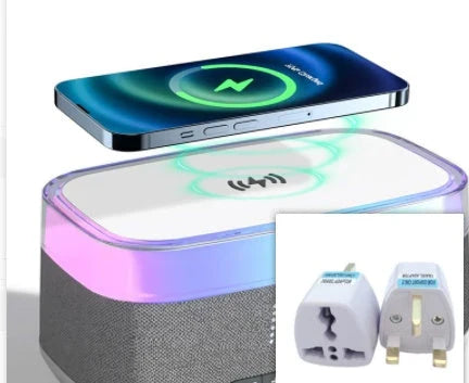 Multifunctional Bluetooth alarm clock with wireless charging, night light, and premium speaker