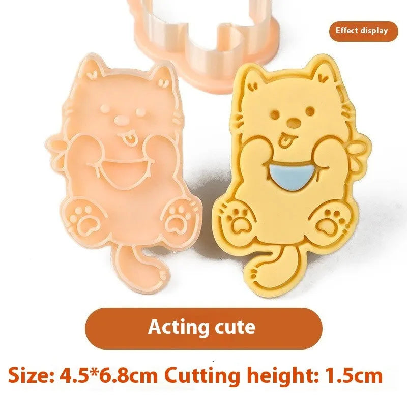 Three-dimensional puppy biscuit mould showing raised details for creating themed baked goods with seven design options