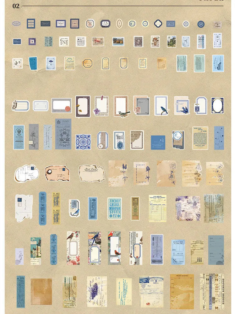 Cloud Book Series DIY sticker pack showing 200 sheets of Japanese paper in four retro designs.