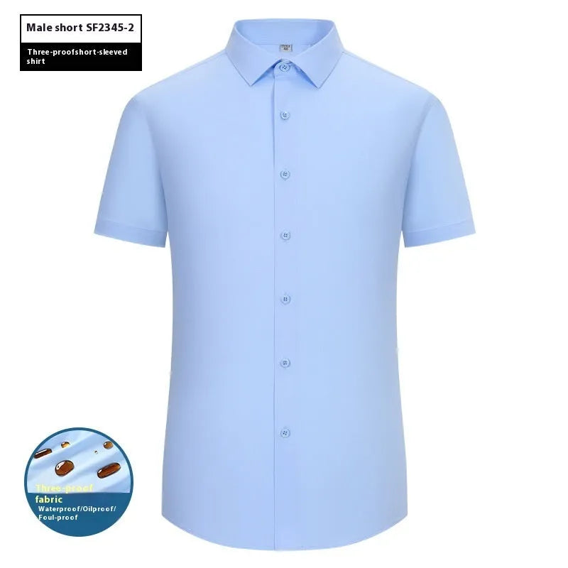 Men's slim fit bamboo fibre formal shirt with square collar, shown in a solid colour.