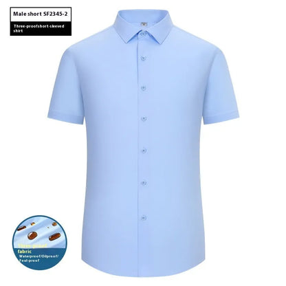 Men's slim fit bamboo fibre formal shirt with square collar, shown in a solid colour.