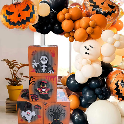 Orange aluminium blood wine bottle Halloween balloons with ghost box decorations