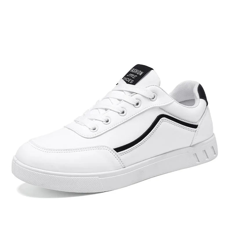 Korean trendy wild sneakers in black and white, low-top design with mesh lining and rubber sole.
