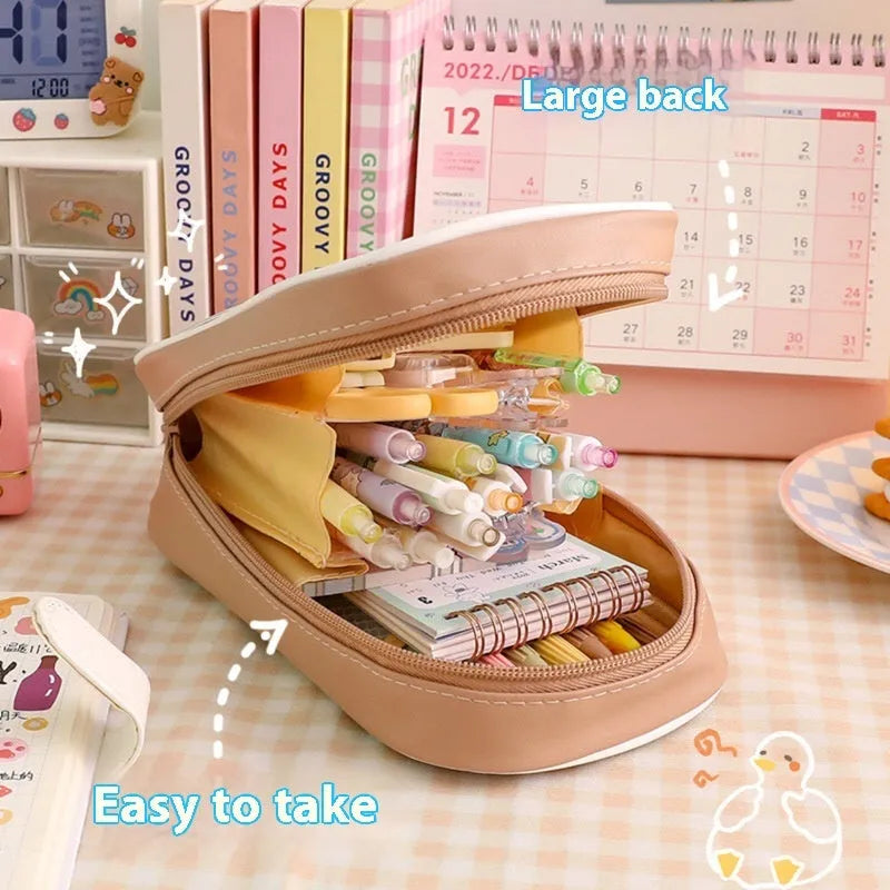 Transparent PVC pencil case with Korean cartoon pattern of candy bear design