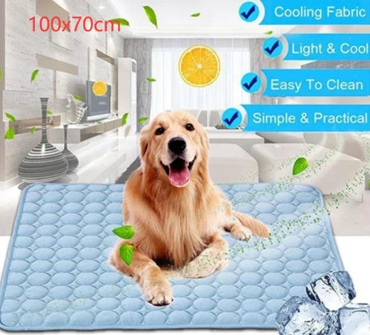 Premium cooling pet pad made with heat-resistant fibers for instant relief from summer heat for dogs and cats