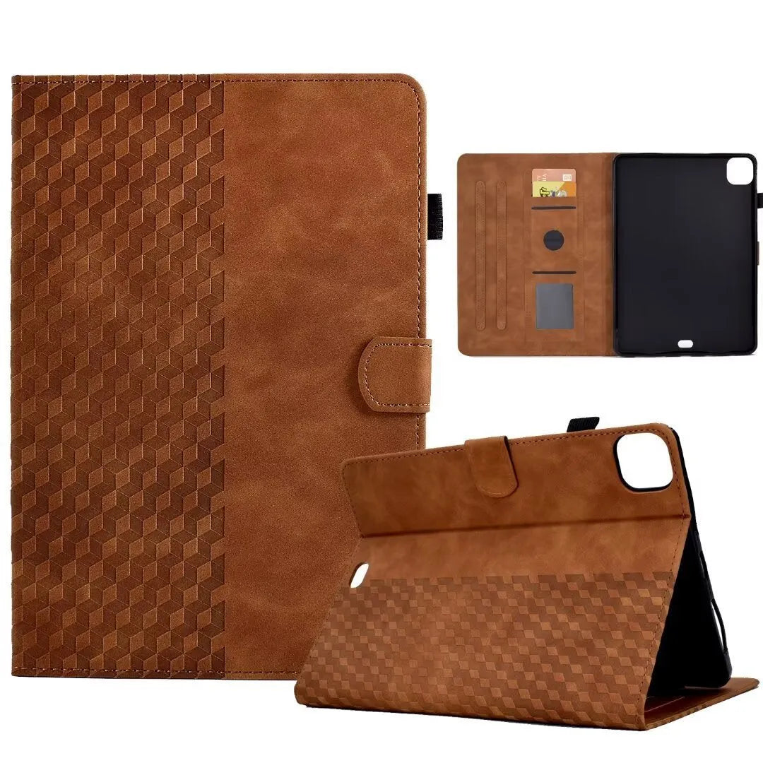 Diamond frosted leather tablet case with card holder for iPad Pro 11, shown in green