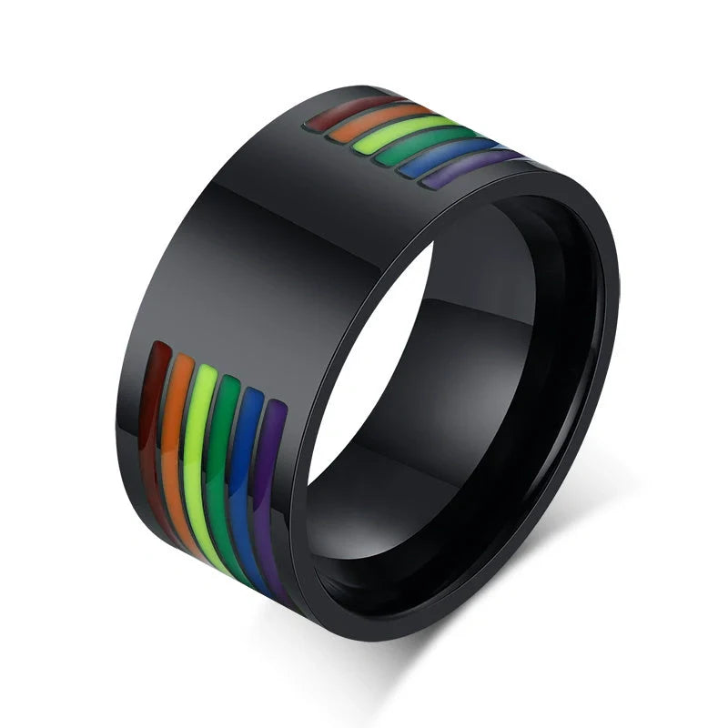 Cycolinks Pride Rainbow Unisex Titanium Steel Ring in various colours