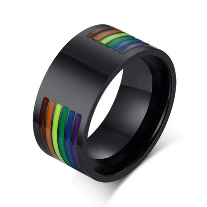 Cycolinks Pride Rainbow Unisex Titanium Steel Ring in various colours