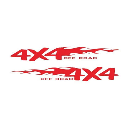 Fire Totem striped cartoon off-road design car body reflective sticker shown in multiple colours and sizes.