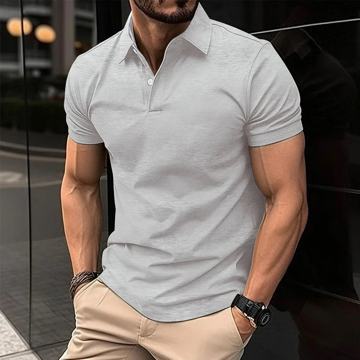Premium cotton polo shirt for men in various solid colors and sizes