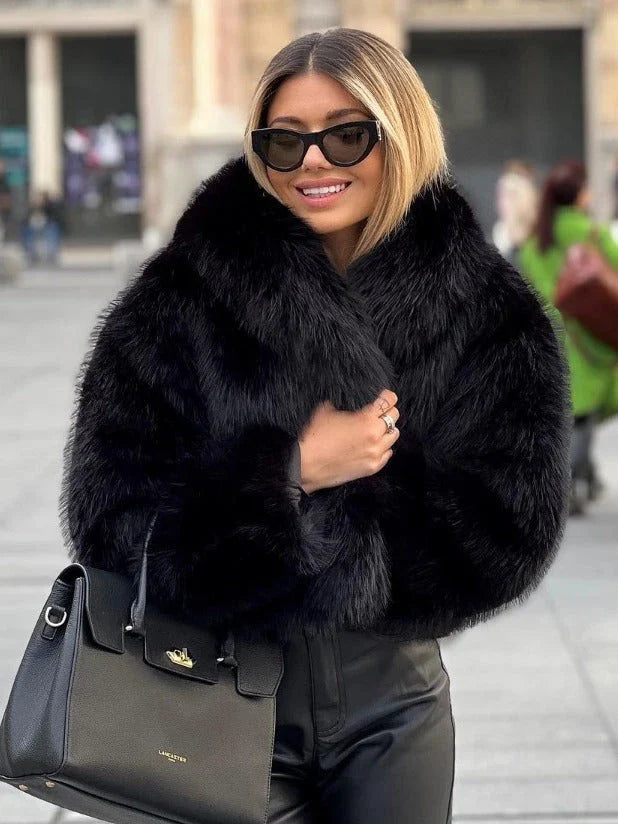 Cozy and stylish plush winter coat for women in various colors and sizes
