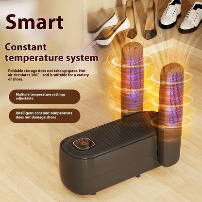 D4 black automatic shoe dryer with timer and waterproof interior