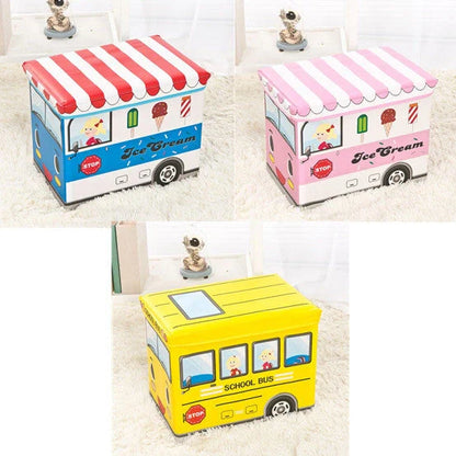Creative Cartoon Storage Box Foldable Stool in various colours and patterns