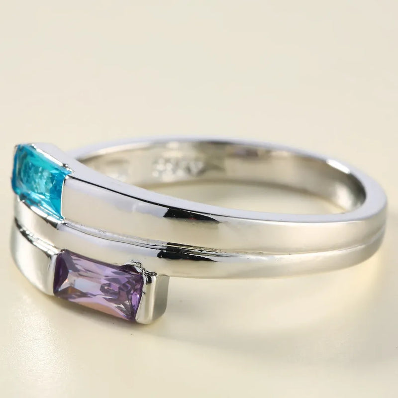Copper Inlaid Zircon European And American Men's And Women's Ring in Silver Tone Electroplated Finish with European Ins Style Unisex Jewellery in Sizes 6 to 10