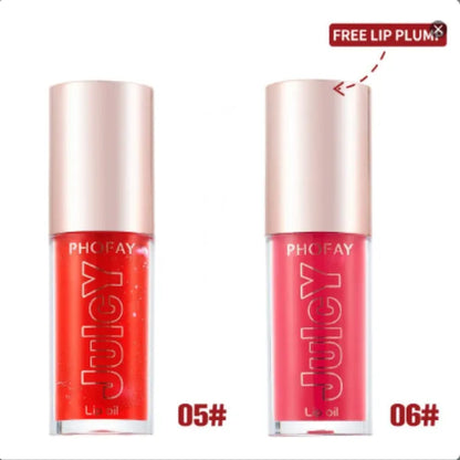 PHOFAY Juicy Lip Oil bottle with doe-foot applicator in non-sticky formula