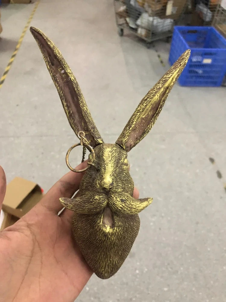 Antique bronze synthetic resin animal pendant in bear shape, 12 cm height for home wall decor
