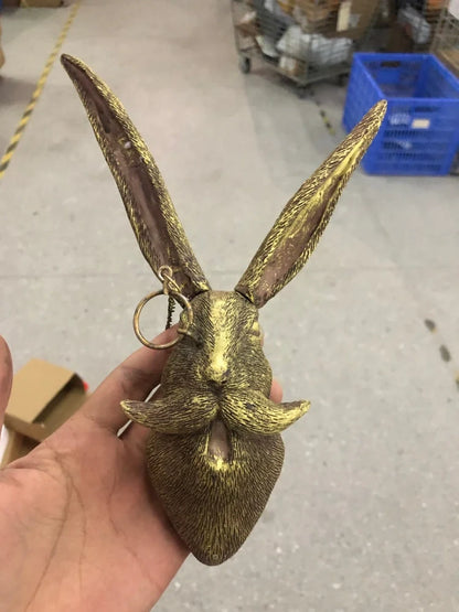 Antique bronze synthetic resin animal pendant in bear shape, 12 cm height for home wall decor