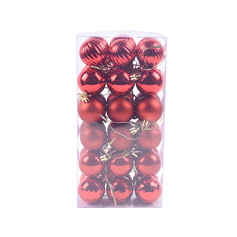 36 Christmas balls in 16 colours including rose gold and champagne gold, 4cm diameter