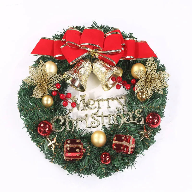 Wooden Christmas garland decoration in red and green festive styles, 30cm long.