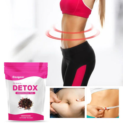 Packet containing 28 slimming tea bags with green tea extract for body firming